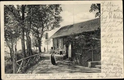 Ak Löbau in Sachsen, Löbauer Berg, Altes Berghaus, Terrasse