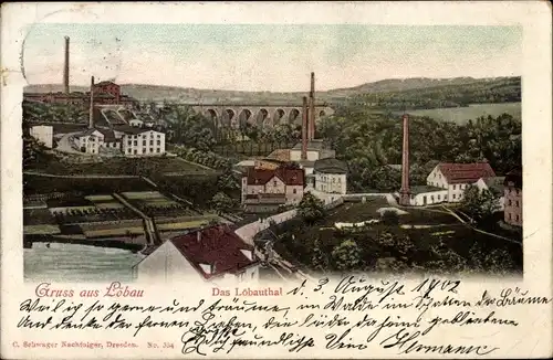 Ak Löbau in Sachsen, Löbautal, Viadukt, Fabriken