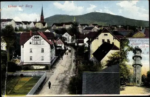 Ak Löbau in Sachsen, Teilansicht mit Berg