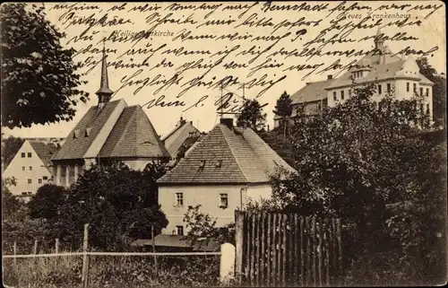 Ak Löbau in Sachsen, Kirche, neues Krankenhaus