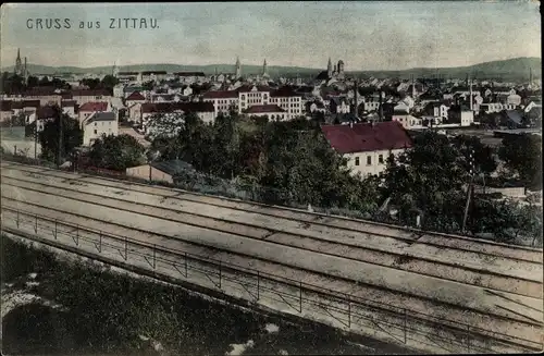 Ak Zittau in Sachsen, Blick über den Ort