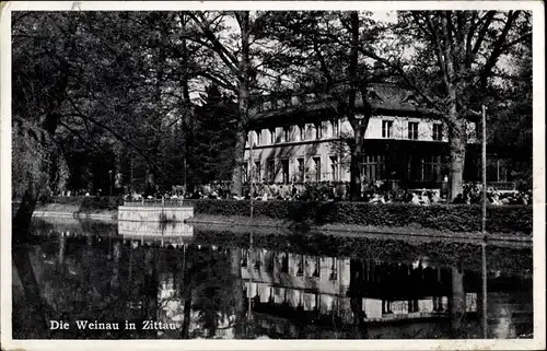 Ak Zittau in der Oberlausitz, Weinau Restaurant, Teich