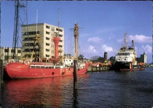 Ak Nordseebad Cuxhaven, Das Feuerschiff Elbe 1 am Tonnenhof, Tonnenleger Neuwerk, Radarturm