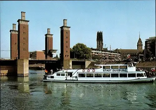 Ak Duisburg im Ruhrgebiet, MS Stadt Duisburg, Schwanentorbrücke