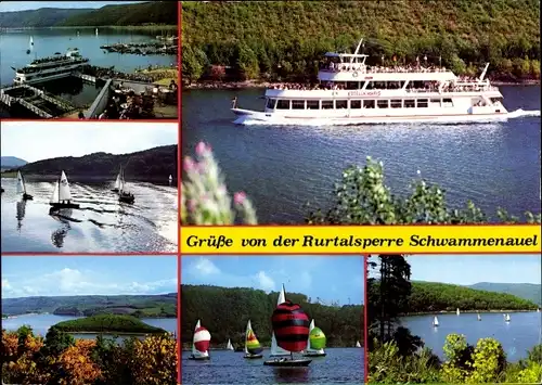 Ak Schwammenauel Heimbach in der Eifel, Rurtalsperre Schwammenauel, MS Stella Maris, Segelboote