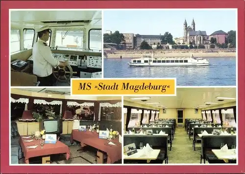 Ak Elbdampfer MS Stadt Magdeburg, Fahrgastschiff, VEB Magdeburger Verkehrsbetriebe, Weiße Flotte