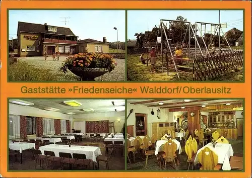 Ak Walddorf Kottmar in der Oberlausitz, Gaststätte Friedenseiche, Spielplatz, Wippe, Schaukel