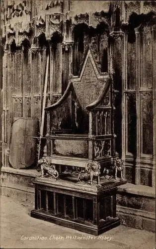 Ak City of Westminster London England, Westminster Abbey, Coronation Chair