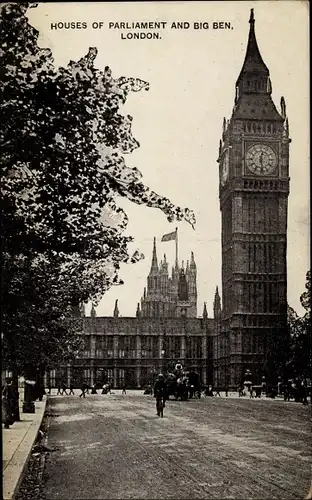 Ak London City England, Houses of Parliament and Big Ben