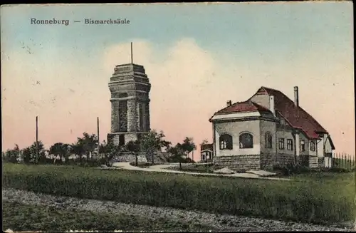 Ak Ronneburg in Thüringen, Bismarcksäule, Gasthof