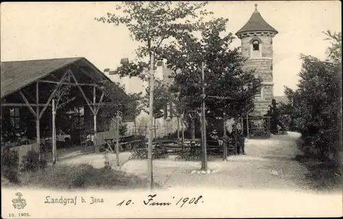 Ak Jena in Thüringen, Partie auf dem Landgrafen mit Aussichtsturm