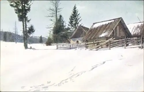 Ak Mönichkirchen in Niederösterreich, Mönichkirchner Schwaig, Winteransicht