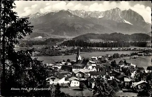 Ak Kössen in Tirol, Panorama mit Kaisergebirge