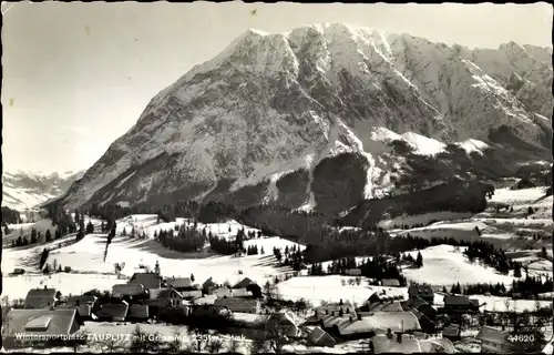 Ak Tauplitz Österreich, Panorama mit Grimming, Winteransicht