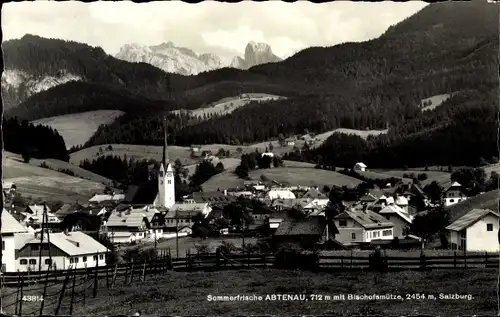 Ak Abtenau in Salzburg, Ortsansicht mit Bischofsmütze, Kirche