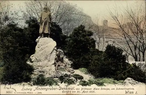 Ak Wien 1 Innere Stadt, Ludwig Anzengruber-Denkmal am Schmerlingplatz