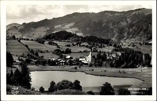 Ak Goldegg Salzburg, Panorama mit See