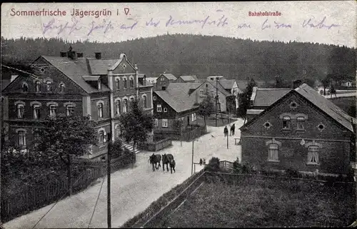 Ak Jägersgrün Tannenbergsthal im Vogtland, Bahnhofstraße