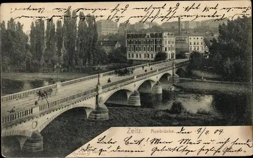 Ak Zeitz im Burgenlandkreis, Auebrücke