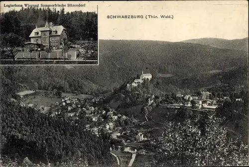 Ak Schwarzburg in Thüringen, Gesamtansicht, Logierhaus Wiegand