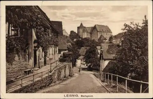 Ak Leisnig Sachsen, Bachgasse, Burg Mildenstein