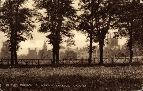 Ak Oxford Oxfordshire England, Christ Church and Merton College