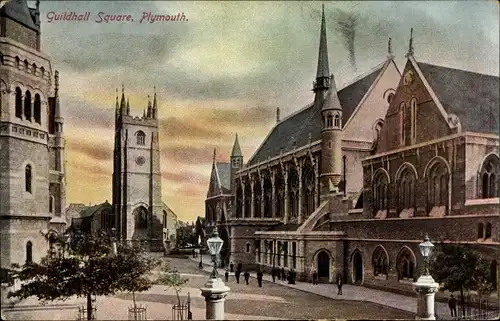 Ak Plymouth Devon England, Guildhall Square