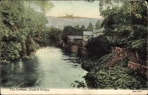 Ak Matlock Dale Derbyshire England, The Derwent, Matlock Bridge