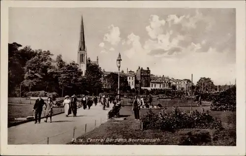 Ak Bournemouth Dorset England, Central Gardens