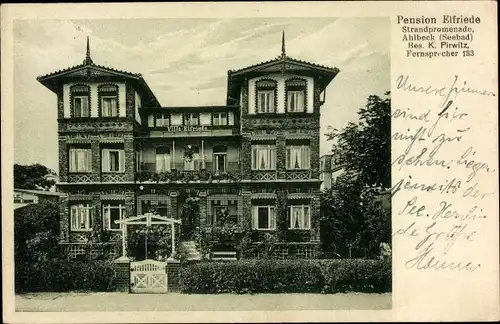 Ak Ostseebad Ahlbeck Heringsdorf auf Usedom, Strandpromenade, Pension Elfriede