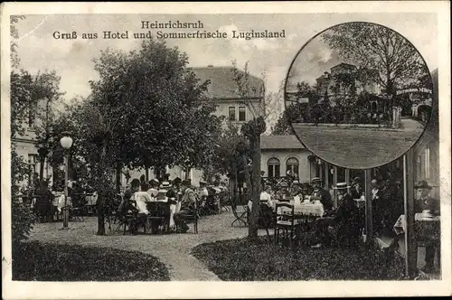 Ak Heinrichsruh Schleiz im Vogtland Thüringen, Hotel Luginsland, Garten