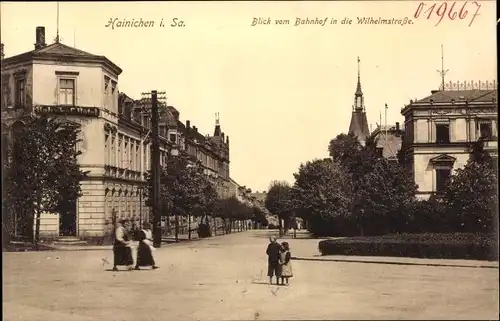 Ak Hainichen in Sachsen, Blick vom Bahnhof in die Wilhelmstraße