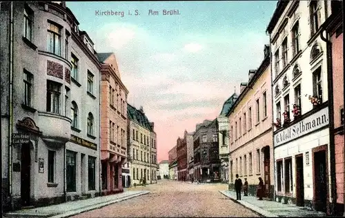 Ak Kirchberg in Sachsen, Am Brühl, Geschäft G. Adolf Selbmann