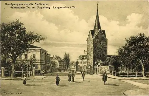 Künstler Ak Thomasizek, O., Bad Langensalza im Thüringer Becken, Jahrmarkter Tor mit Umgebung