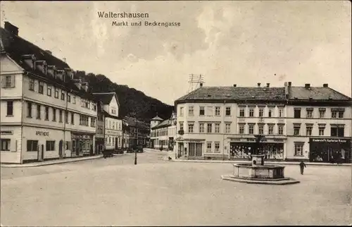 Ak Waltershausen im Thüringer Becken, Markt mit Beckengasse