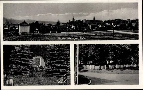 Ak Großenbehringen Behringen im Wartburgkreis Thüringen, Ehrenmal, Panorama vom Ort