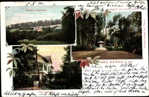 Ak Bad Berka in Thüringen, Küster's Logirhaus, Villa Rosenthal, Kurpark