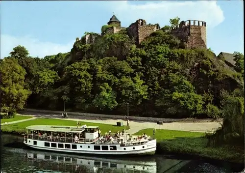 Ak Halle an der Saale, Burg Giebichenstein, Fahrgastschiff