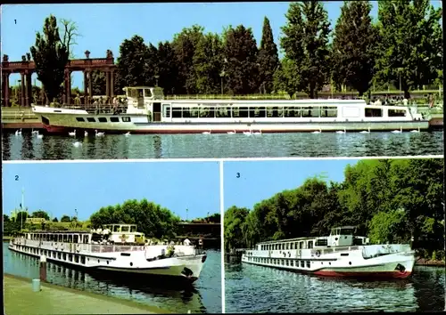 Ak Potsdam in Brandenburg, VEB Verkehrsbetriebe, Weiße Flotte, MS Strandbad Ferch, Sanssouci