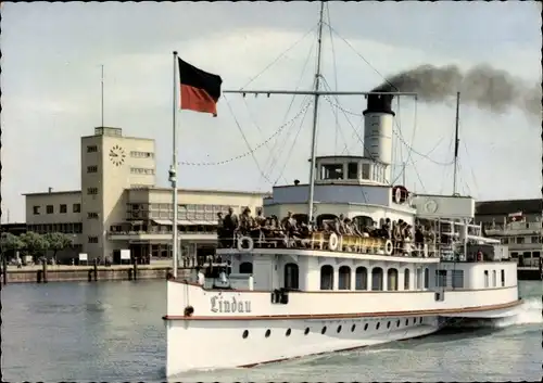 Ak Friedrichshafen Bodensee, Hafen, Salondampfer Lindau, Abfahrt