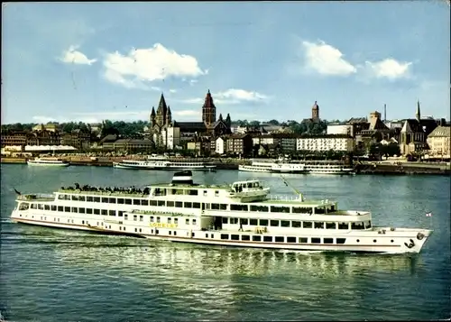 Ak Mainz in Rheinland Pfalz, MS Loreley mit Blick auf den Ort