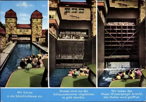Ak Minden in Westfalen, Fahrgastschifffahrt, Schleuse