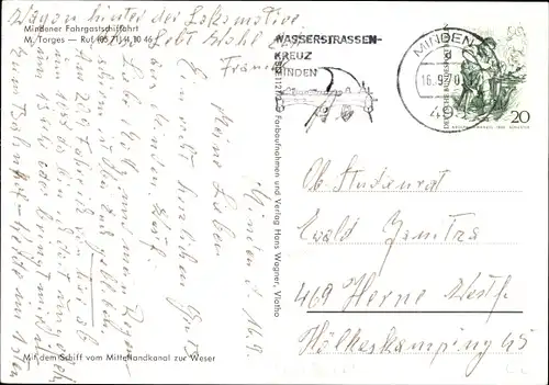 Ak Minden in Westfalen, Fahrgastschifffahrt, Schleuse