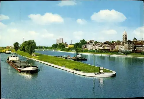 Ak Schweinfurt in Unterfranken Bayern, Partie am Main, Großschifffahrtsstraße Rhein-Mai-Donau