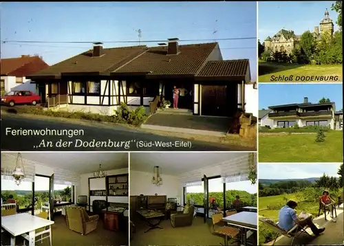 Ak Dodenburg in der Eifel, Schloss Dodenburg, Ferienwohnungen, Terrasse, Innenansichten