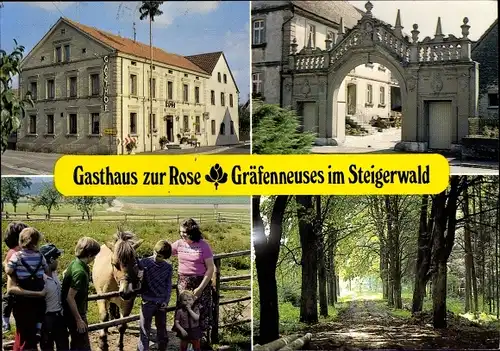 Ak Haag im Steigerwald Geiselwind Unterfranken Bayern, Gasthaus zur Rose, Waldpartie