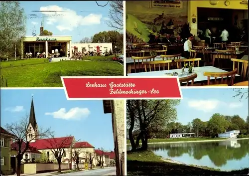 Ak Oberschleißheim Oberbayern, Seehaus Gaststätte, Ortspartie, Seepartie, Speiseraum