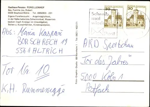 Ak Bescheid im Hunsrück, Gasthaus Forellenhof