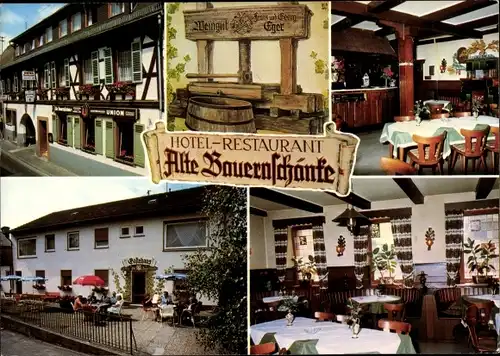 Ak Oestrich Winkel am Rhein Rheingau, Alte Bauernschänke, Speiseraum, Terrasse