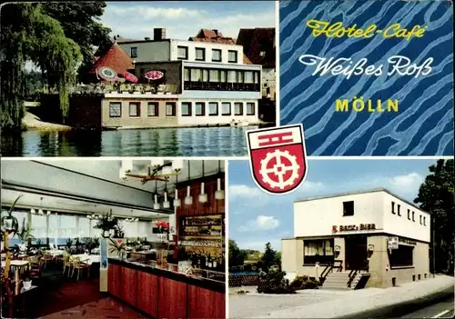 Ak Mölln im Herzogtum Lauenburg, Hotel Weißes Roß, Wappen, Speiseraum mit Buffet, Bes. H. Schlie